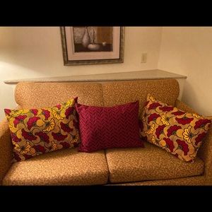 African fabric throw pillows 18x18/ 16x22